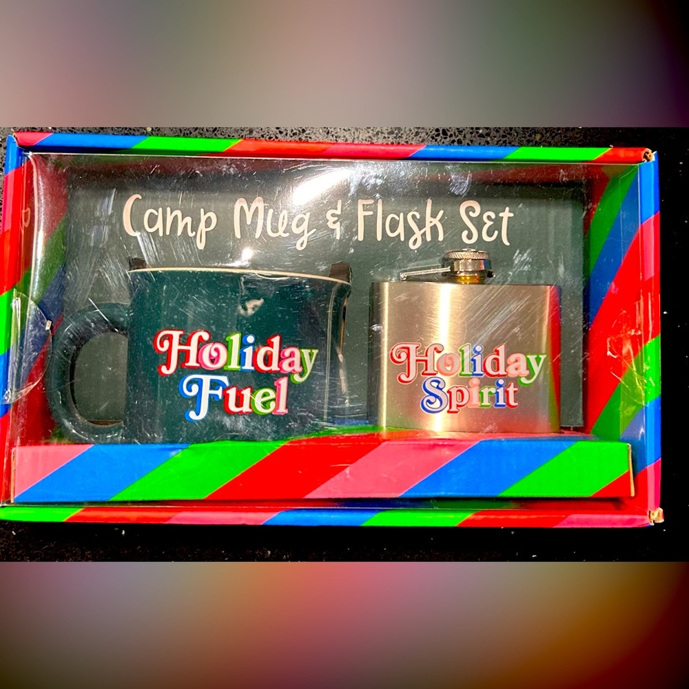 Camp Mug and Flask Set- Holiday fuel and Holiday Spirit